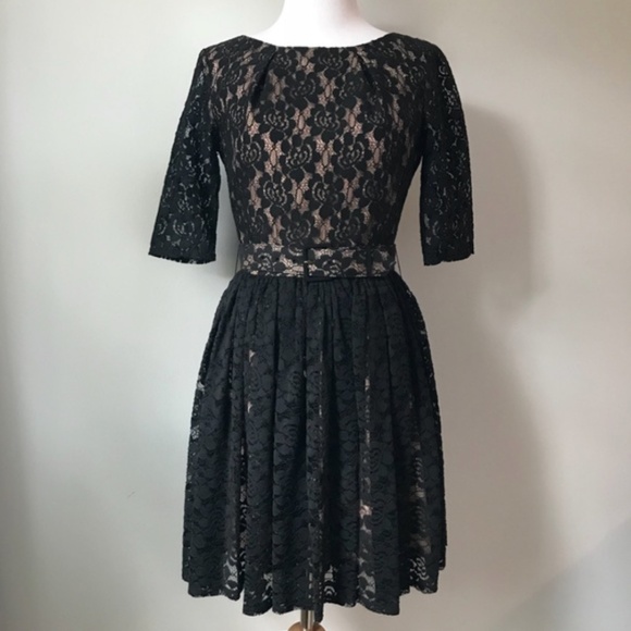 Rachel Zoe Black Lace Dress with Belt & Scoop Back - Size 4 - Picture 2 of 7